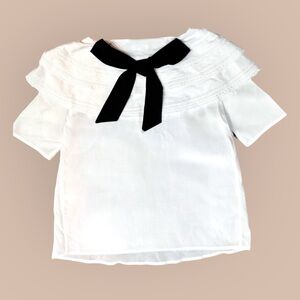 Claudie Pierlot white lace blouse with black bow Small